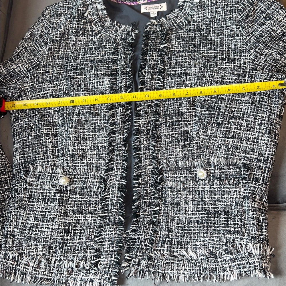 Nannette Lepore Women's Black and White Tweed Blazer L brand new with tag - Picture 6 of 8